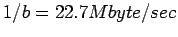 $ 1/b = 22.7 Mbyte/sec $